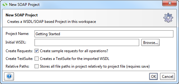 New SoapUI pProject dialog