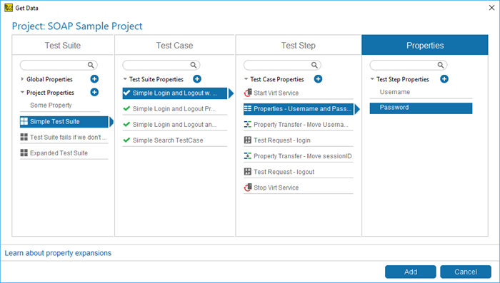 Get Data dialog