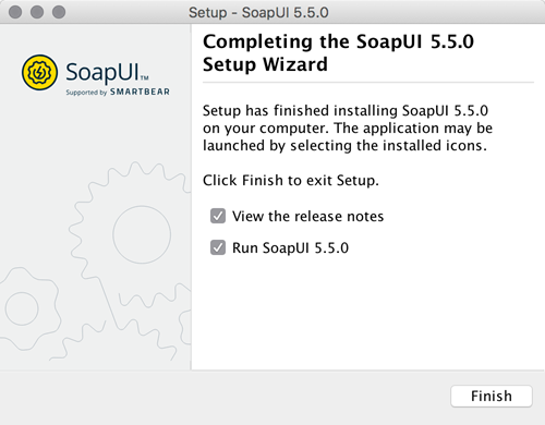 Installing SoapUI on  macOS: Finishing installation