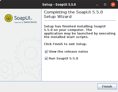 Installing SoapUI on Linux: Finish installation