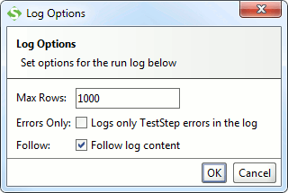 Run TestCase log options