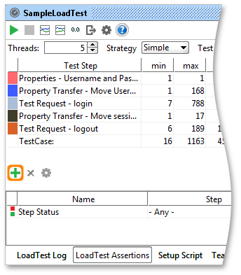 Add assertion button in Load Test Editor