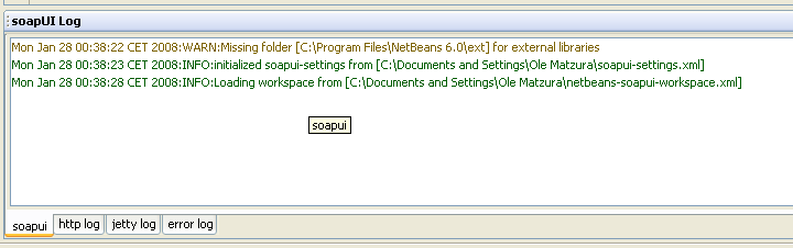 Log Window in the NetBeans plugin