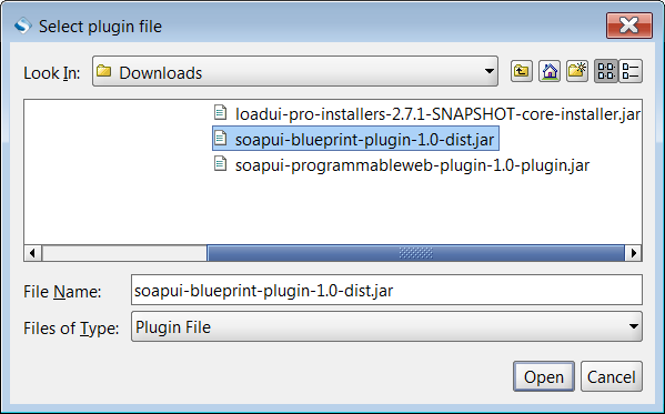 Browsing for plugin file