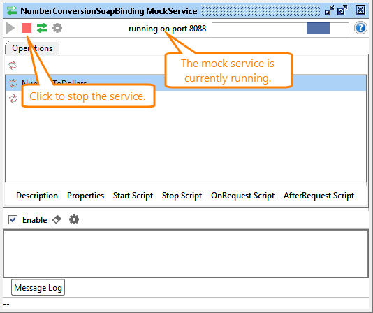 The mock service editor: Mock service running